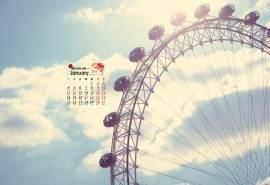 2016年1月日历唯美摩天轮桌面壁纸下载2