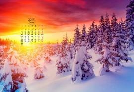 2016年2月日历雪景桌面壁纸唯美小清新3