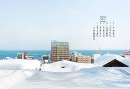 2016年2月日历唯美日本雪景桌面壁纸图片下载