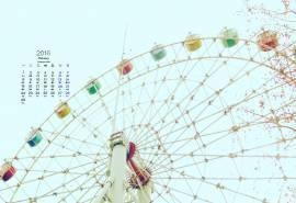 2016年2月日历高清摩天轮电脑桌面壁纸图片下载