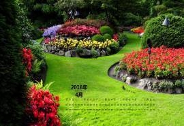 2016年4月日历花园里的草坪绿色壁纸