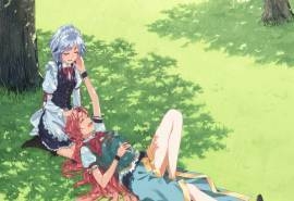 树下可爱女生动漫电脑壁纸