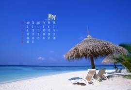 2016年5月日历马尔代夫海滩风景高清电脑桌面壁纸