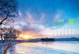 2016年6月日历颐和园日落唯美风光图片电脑壁纸大全
