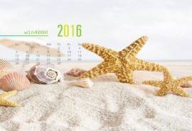 2016年6月日历夏日海滩风景图片电脑桌面壁纸