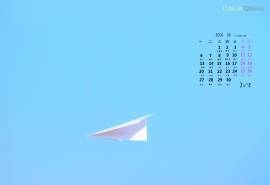2016年6月日历小清新纸飞机桌面壁纸