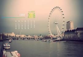 2016年6月日历伦敦眼摩天轮图片电脑桌面壁纸大全