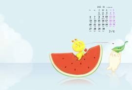 2016年6月日历清爽卡通桌面壁纸