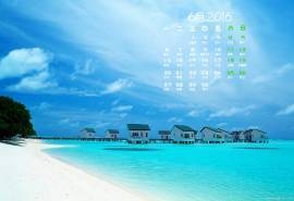 2016年6月日历清澈大海美丽风景壁纸下载