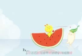 2016年7月日历卡通桌面壁纸