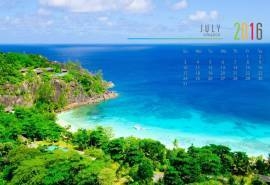 2016年7月日历海面自然风景电脑桌面壁纸下载