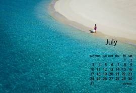 2016年7月日历蓝蓝的海面唯美风景电脑桌面壁纸下载