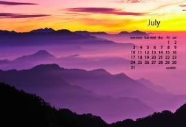 2016年7月日历山川晚霞唯美风景桌面壁纸下载