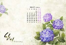 2016年7月日历浪漫简约花卉信纸桌面壁纸下载 第二辑