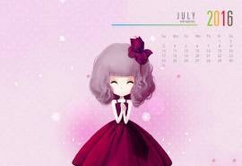 2016年7月日历花花公主精美设计桌面壁纸下载 第一辑