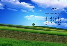 2016年7月日历田野农庄风景电脑桌面壁纸下载