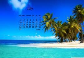 2016年7月日历大海海滨风光桌面壁纸下载