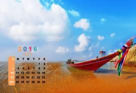 2016年7月日历海边唯美风景电脑桌面壁纸下载