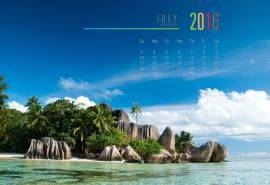 2016年7月日历海岛风光电脑桌面壁纸下载
