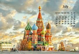 2016年7月日历城市莫斯科Moscow电脑桌面壁纸下载