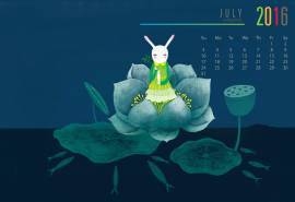 2016年7月日历《艾玩兔》哲理插画可爱卡通兔壁纸 第三辑