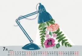 2016年7月日历创意台灯设计手绘插画电脑桌面壁纸下载