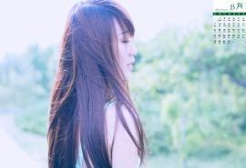 2016年8月日历唯美清新女生电脑桌面壁纸图片