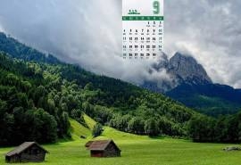 2016年9月日历高山森林景色电脑图片下载