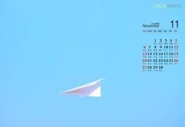 2016年11月日历纸飞机桌面壁纸