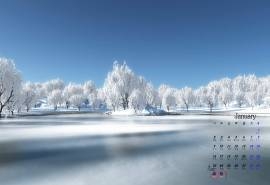 2017年1月冬日雪景桌面日历壁纸  第二辑