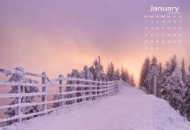 2017年1月冬日雪景桌面日历壁纸