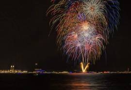 灿烂的烟花城市夜景高清风景壁纸