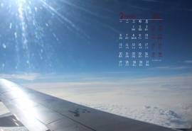 2017年3月蓝天白云飞机高清电脑日历壁纸