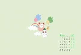 2017年3月极简创意卡通人物图片日历壁纸