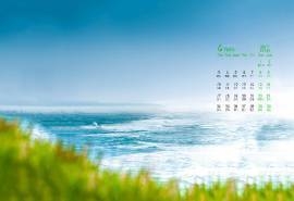 2017年4月清新蓝色大海自然风光高清日历桌面壁纸