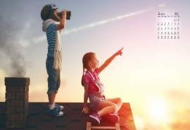 2017年4月唯美浪漫的儿童幻想高清日历壁纸