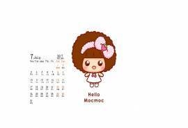 2017年7月可爱摩丝摩丝大头照高清日历桌面壁纸