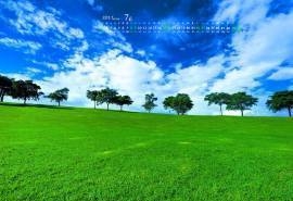 2017年7月静谧丛林山水风景桌面日历壁纸