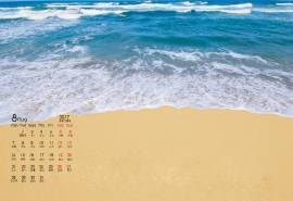 2017年8月景色秀丽的唯美沙滩高清日历壁纸