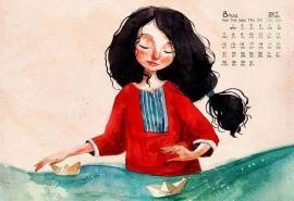2017年8月创意实际抽象油画唯美高清日历壁纸