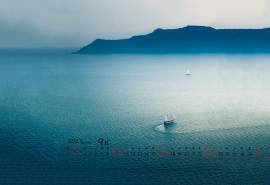 2017年9月蓝色大海唯美风景桌面日历壁纸