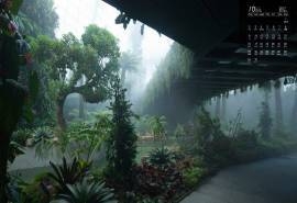 2017年10月绿色花园风景高清日历壁纸
