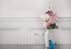 2017年11月唯美花瓶花束静物摄影高清日历壁纸