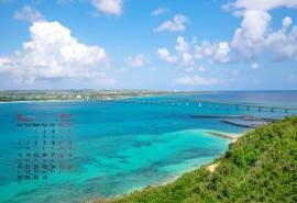 2017年11月蓝色大海风景日历图片壁纸