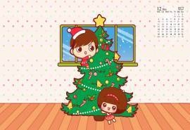 2017年12月摩丝摩丝圣诞节高清日历壁纸