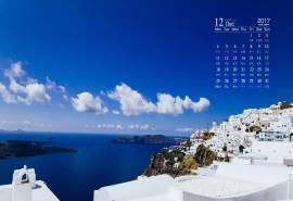 2017年12月蓝色大海风景日历图片壁纸