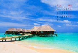 2018年1月蓝色大海风景日历图片桌面壁纸