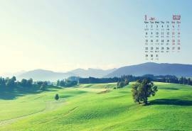 2018年1月绿色护眼小清新桌面日历壁纸