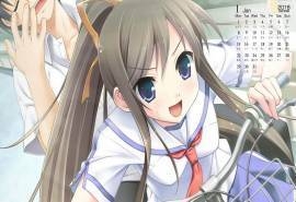 2018年1月夏之雨动漫人物图片日历壁纸