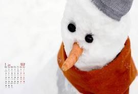 2018年1月可爱的雪人图片高清日历壁纸